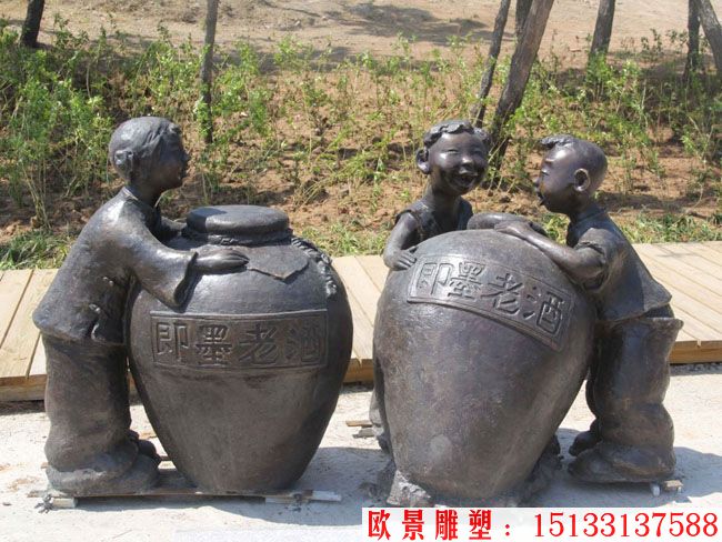 酒厂人物铜雕塑，宣传酒主题雕塑