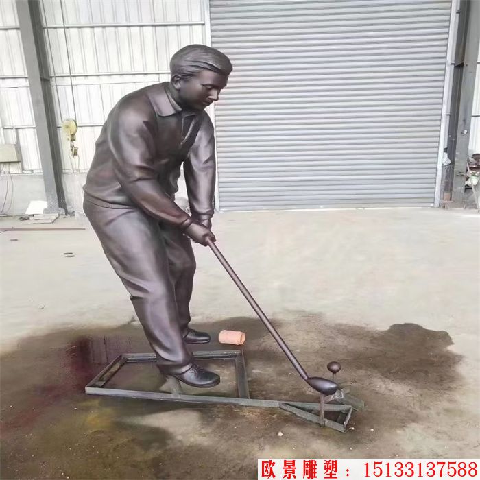 打高尔夫球人物铜雕塑 厂家来图定制
