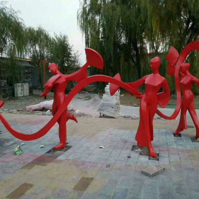 不锈钢人物扭秧歌雕塑 广场人物雕塑
