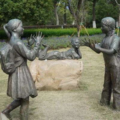 儿童拍手人物铜雕塑 童趣人物雕塑仿铜